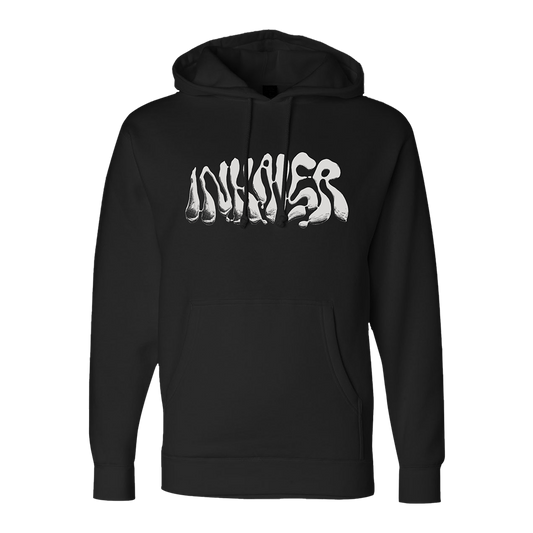 Official Inhaler Merchandise. 70% cotton / 30% polyester, fleece lined hoodie featuring the chrome logo.