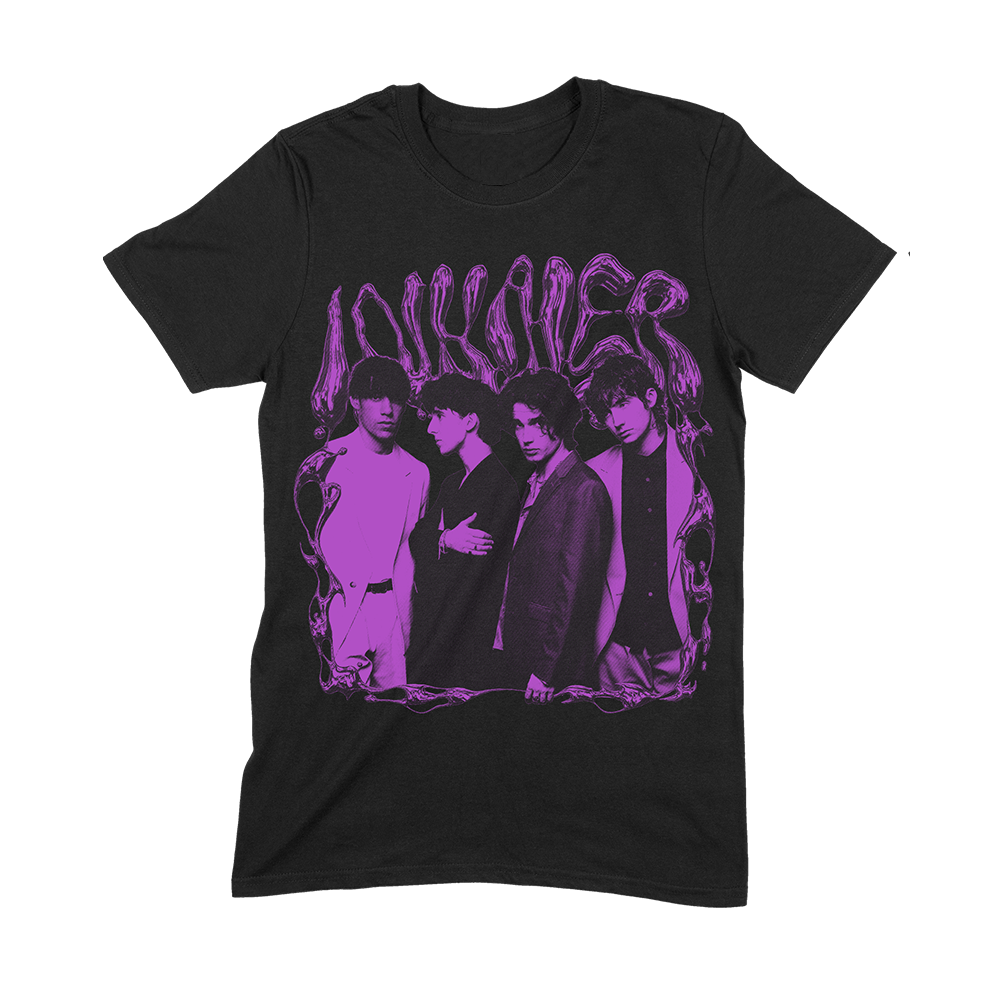 Official Inhaler Merchandise. 100% cotton, unisex t-shirt with band photo design in purple.